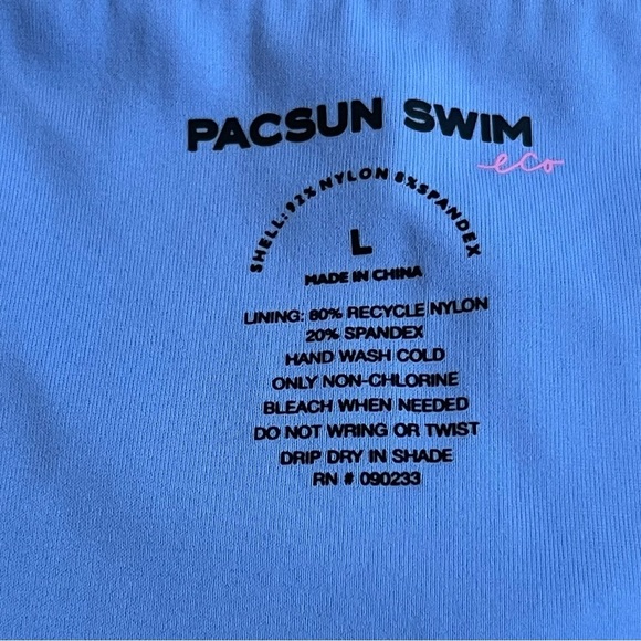Pacsun Swim Eco Blue Ribbed High Leg Bikini Bottom Size L - Picture 5 of 6
